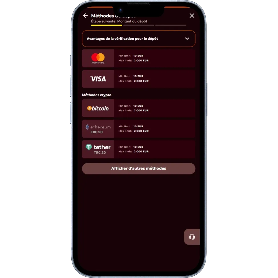 Dépôt au Spinobon Casino