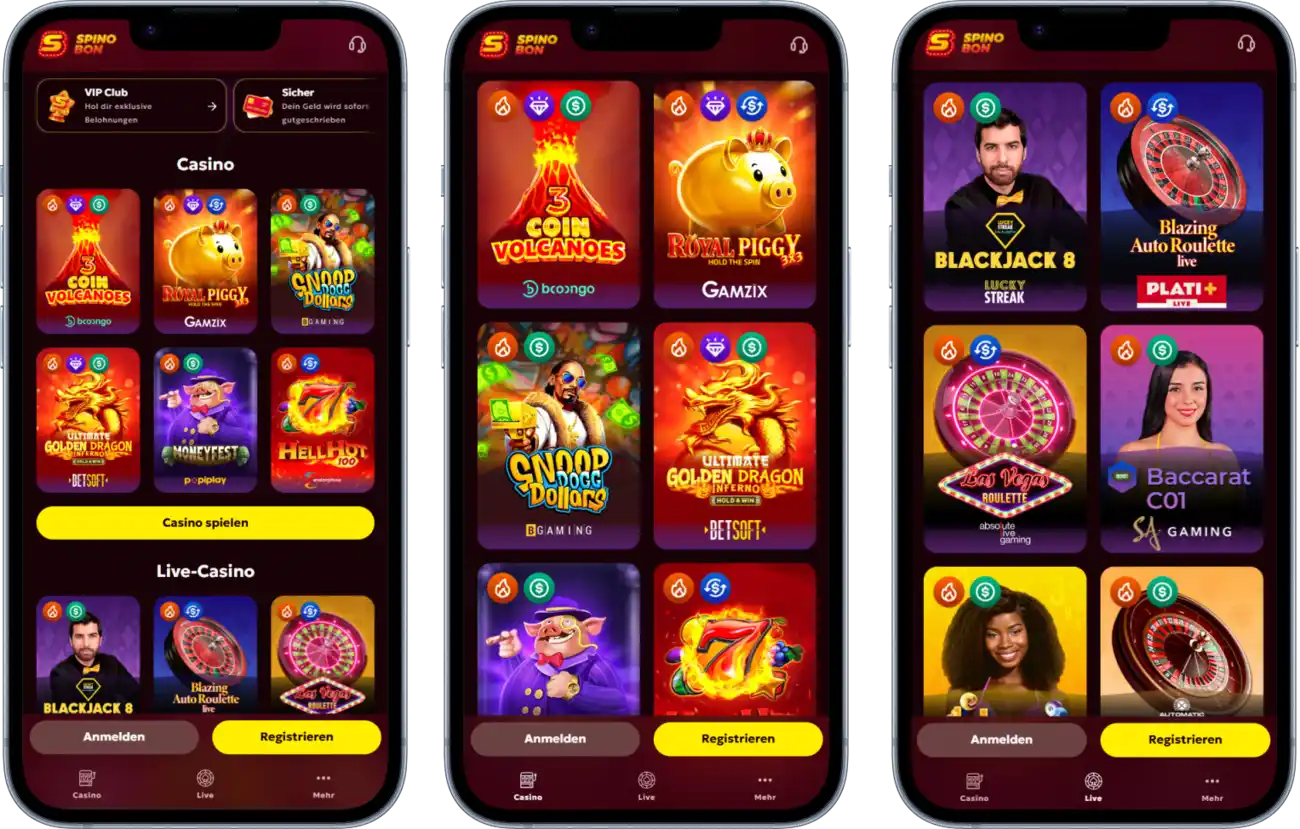Spinobon Casino auf dem Smartphone