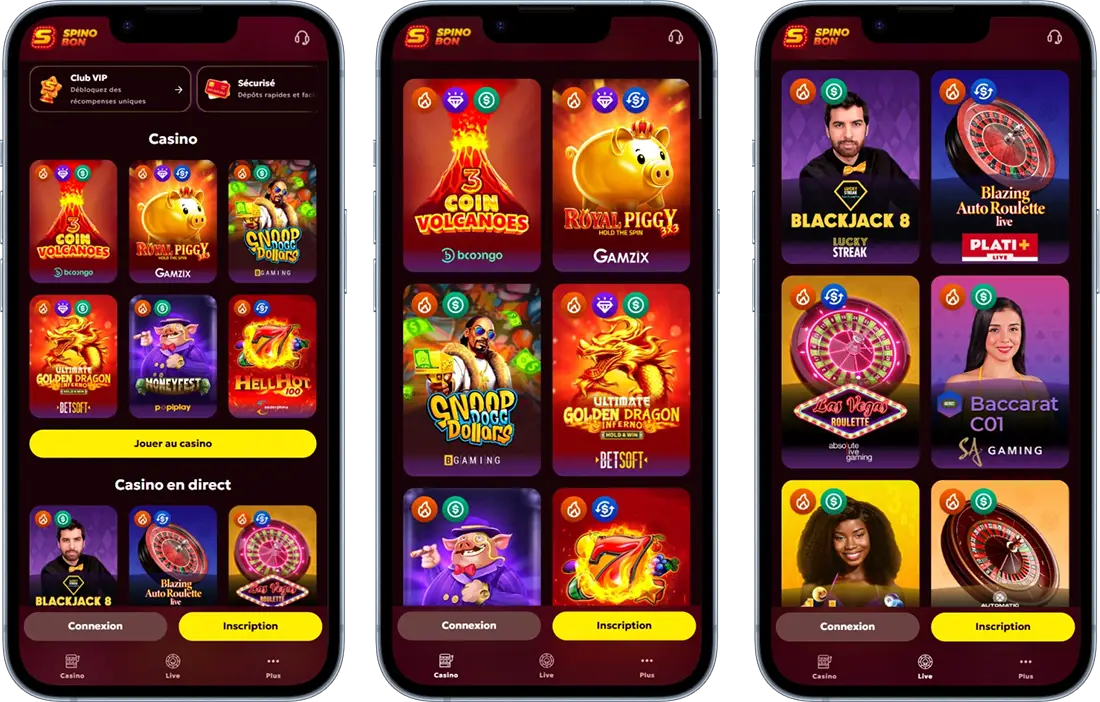 Spinobon Casino sur téléphone