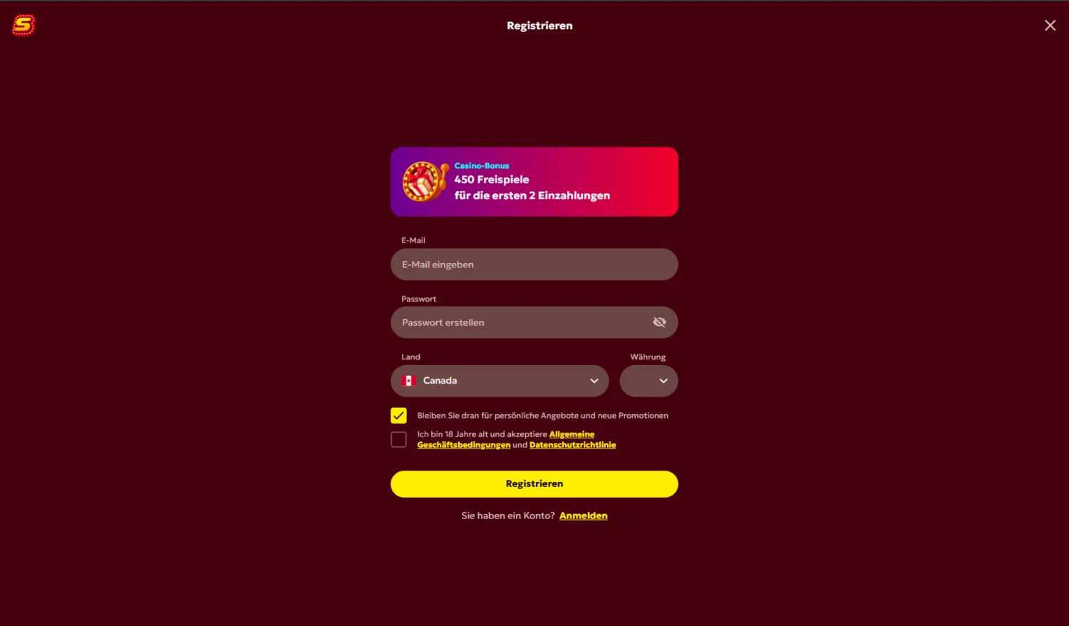 Spinobon Casino Registrierung und Anmeldung