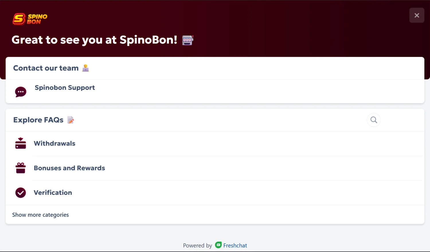 Spinobon Casino Customer Support